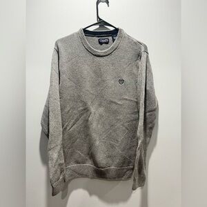 Chaps Mens Medium Gray Classic Crew Neck Cotton Sweater Machine Wash and Dry